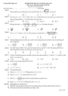 Đề kiểm tra học kì 1 môn Toán học