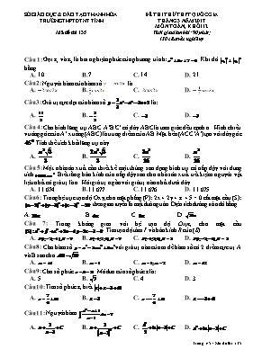 Đề thi thử THPT quốc gia môn Toán khối 12 - Mã đề thi 135