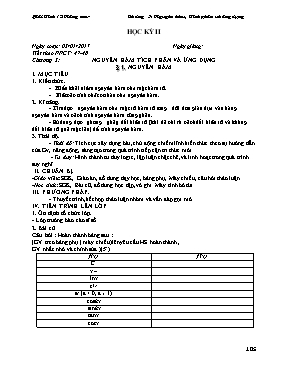 Giáo án Giải tích 12 nâng cao - Chương 3: Nguyên hàm, tích phân và ứng dụng