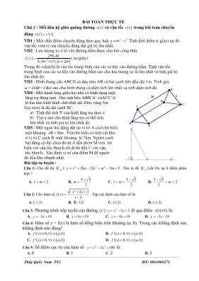 Toán học - Bài toán thực tế