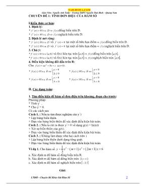 Toán học - Chuyên đề 1: Tính đơn điệu của hàm số
