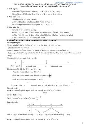Bài tập ôn tập Giải tích 12 - Sự đồng biến và nghịch biến của hàm số - Bùi Văn Thanh