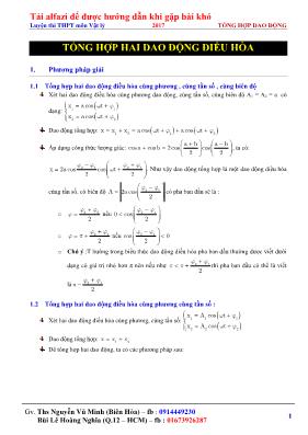 Bài tập tổng hợp về Dao động Vật lí lớp 12 (Có đáp án) - Nguyễn Vũ Minh