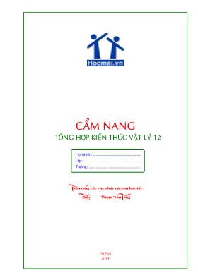 Cẩm nang tổng hợp kiến thức Vật lí lớp 12 - Phạm Văn Tùng
