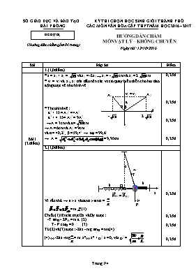 Đáp án đề thi chọn học sinh giỏi thành phố Vật lí (Đề dự bị) - Năm học 2016-2017 - Sở GD & ĐT Hải Phòng