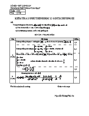 Đề kiểm tra 15p chương 3 Hình học 12 - Trường THPT Phan Văn Đạt