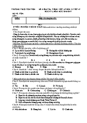 Đề kiểm tra học kì I Tiếng Việt lớp 6 - Đề số