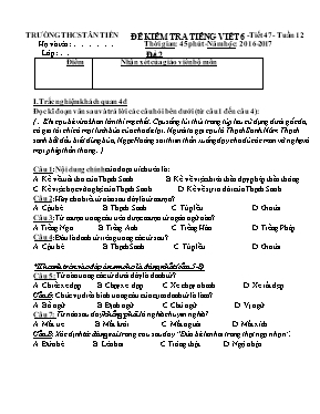 Đề kiểm tra học kì I Tiếng Việt lớp 6 - Đề số