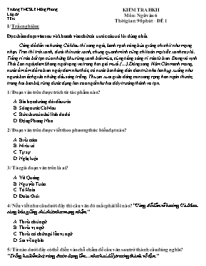 Đề kiểm tra học kì II Ngữ văn lớp 6 - Trường THCS Lê Hồng Phong