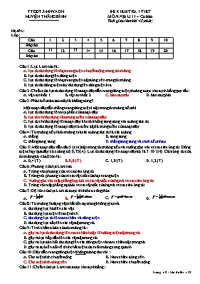 Đề kiểm tra một tiết chương 4 Vật lí lớp 11 - Phòng GD & ĐT Huyện Thăng Bình