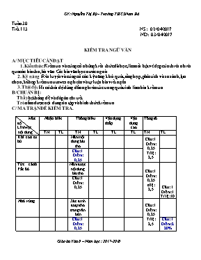 Đề kiểm tra một tiết Ngữ văn lớp 8 - Năm học 2017-2018 - Nguyễn Thị Kỳ