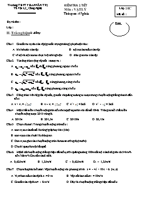 Đề kiểm tra một tiết Vật lí lớp 10 - Trường THPT Phan Văn Trị