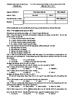 Đề thi chọn học sinh giỏi khoa học trẻ môn Vật lí - Năm học 2016-2017 - Sở GD & ĐT Thanh Oai