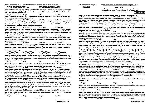 Đề thi học sinh giỏi Vật lí 12 - Mã đề 109 - Năm học 2016-2017 - Sở GD & ĐT Thái Bình