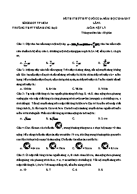 Đề thi thử THPT quốc gia Vật lí lần 2 (Có đáp