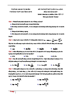 Đề thi thử THPT quốc gia Vật lí lần 2 - Năm học 2016-2017 - Trường THPT chuyên Khoa học tự nhiên