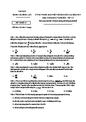 Đề thi thử THPT quốc gia Vật lí năm 2017 (Có đáp án) - Đề số 13