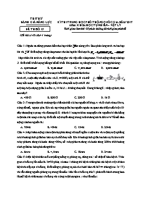 Đề thi thử THPT quốc gia Vật lí năm 2017 (Có đáp án) - Đề số 15