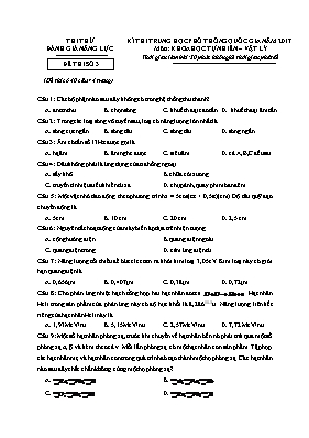 Đề thi thử THPT quốc gia Vật lí năm 2017 (Có đáp án) - Đề số 3