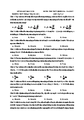 Đề thi thử THPT quốc gia Vật lí năm 2017 lần 1 (Có đáp án) - Trường THPT Thuận Thành số 1