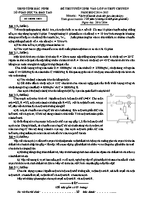 Đề thi tuyển sinh vào lớp 10 Vật lí THPT chuy