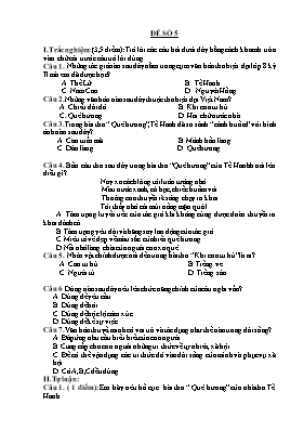 Đề và đáp án kiểm tra học kì II Ngữ văn lớp 8