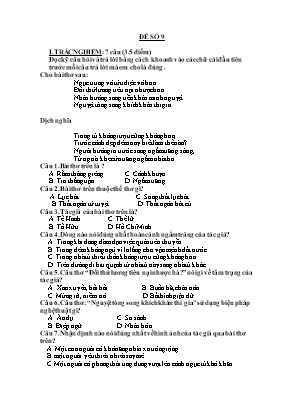 Đề và đáp án kiểm tra học kì II Ngữ văn lớp 8 - Đề số 9