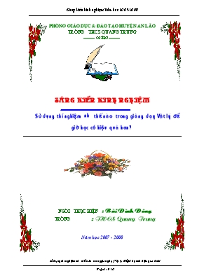 Sáng kiến kinh nghiệm Sử dụng thí nghiệm như thế nào trong giảng dạy Vật lý để giờ học có hiệu quả hơn