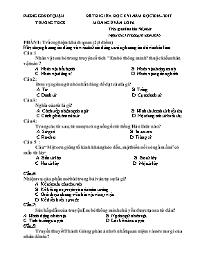 Đề và đáp án thi giữa học kì I Ngữ văn lớp 6 
