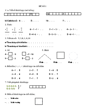 13 Đề kiểm tra học kì I môn Toán lớp 1