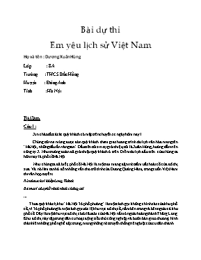 Bài dự thi Em yêu lịch sử Việt Nam - Dương Xu