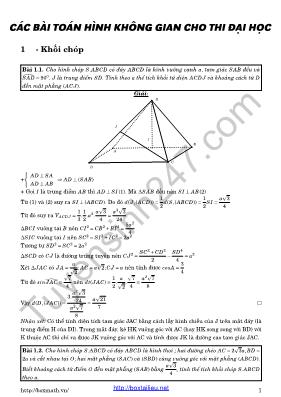 Các bài toán hình học không gian Hình học lớp 12