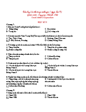 Câu hỏi ôn thi trắc nghiệm Địa lí lớp 9 (Có đáp án) - Trương Thành Nhi