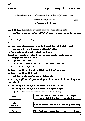Đề kiểm tra cuối học kì I lớp 4 - Năm học 2016-2017 - Trường Tiểu học A Xuân Minh