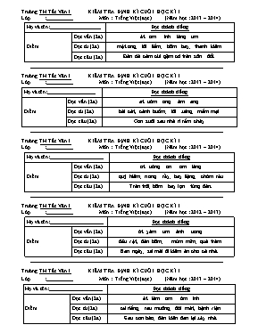 Đề kiểm tra định kì học kì I Tiếng việt lớp 1 - Năm học 2013-2014 - Trường Tiểu học Tắc Vân 1