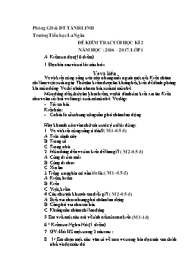 Đề kiểm tra học kì II Tiếng việt lớp 1 - Năm học 2016-2017 - Trường Tiểu học La Ngâu