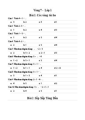 Đề thi Violympic môn Toán lớp 1 vòng 7 - Năm học 2015-2016