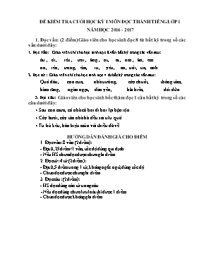 Đề và đáp án kiểm tra cuối học kì I Tiếng việt lớp 1 - Năm học 2016-2017