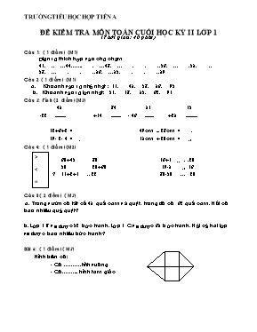 Đề và đáp án kiểm tra cuối học kì II Toán lớp 1 - Phạm Thị Tâm