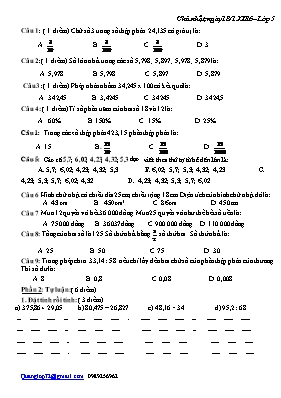 Bài tập ôn tập kiểm tra cuối học kì I Toán lớp 5 - Năm học 2016-2017