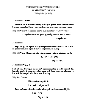 Bài tập về Giải bài toán có lời văn Toán lớp 5 (Mức 3) - Trường Tiểu học Nguyễn Đình Chiểu