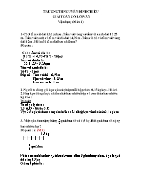 Bài tập về Giải bài toán có lời văn Toán lớp 5 (Mức 4) - Trường Tiểu học Nguyễn Đình Chiểu