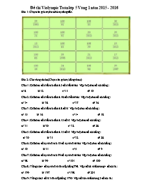 Bộ đề thi Violympic môn Toán lớp 5 - Năm 2015-2016