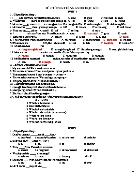 Đề cương ôn tập học kì I môn Tiếng anh lớp 8