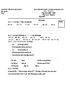 Đề khảo sát chất lượng học sinh giỏi Toán lớp 1 - Năm học 2008-2009 - Trường Tiểu học Ngọc Sơn