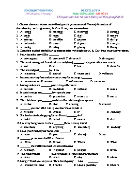 Đề khảo sát chất lượng môn Tiếng anh lớp 9 - Đề số 1 - Sở GD & ĐT Vĩnh Phúc