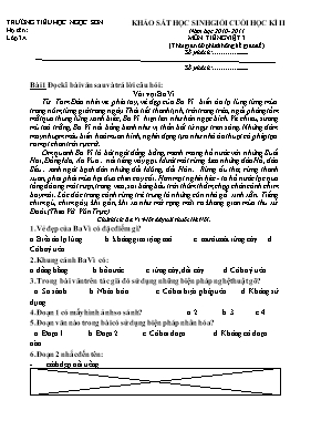 Đề khảo sát học sinh giỏi cuối học kì II Tiếng việt, Toán lớp 3 - Năm học 2010-2011 - Trường Tiểu học Ngọc Sơn