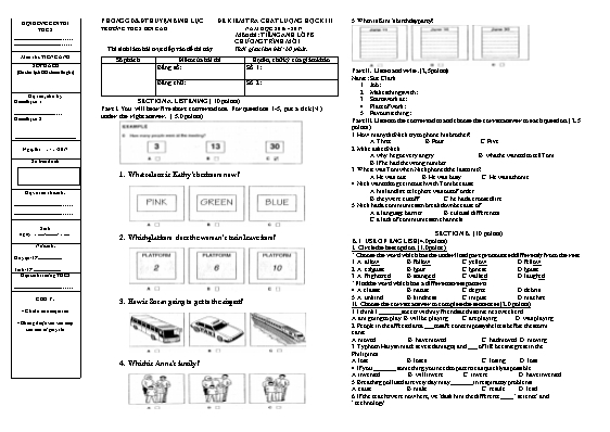 Đề kiểm tra chất lượng học kì II Tiếng anh lớp 8 - Năm học 2016-2017- Trường THCS Bối Cầu