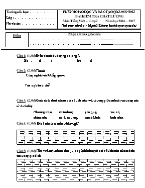 Đề kiểm tra chất lượng Tiếng việt lớp 2 - Năm học 2016-2017 - Phòng GD & ĐT Quảng Ninh