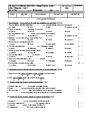 Đề kiểm tra học kì II Tiếng anh lớp 9 - Đề 2 - Năm học 2009-2010 - Phòng GD & ĐT Quận 1
